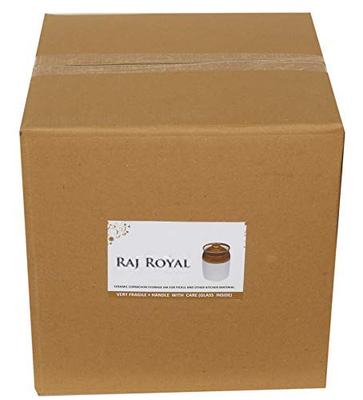 RAJ ROYAL Cream Pottery Ceramic Cornichon Storage Jar for Pickle (2 Kg, Cream)