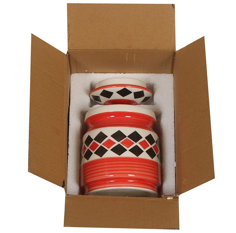 RAJ ROYAL Ceramic Storage Jar- 1 piece,Red, 2 Kg