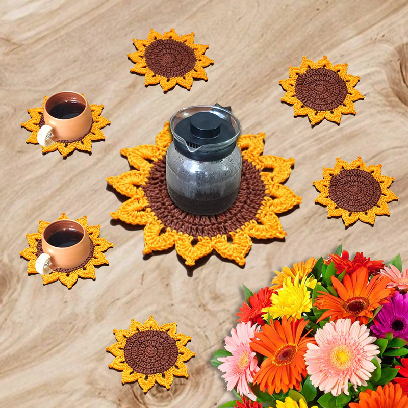 Bright & Cheery Sunflower Placement & Coaster Set